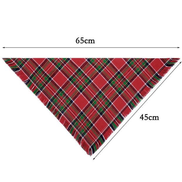 Check Pet Triangle Scarf Tassel Style Dog Scarf